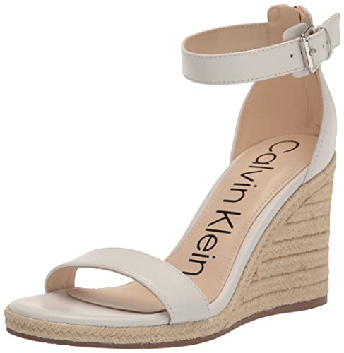 Calvin Klein Women's NOSHELA Wedge Sandal, White 140, 7