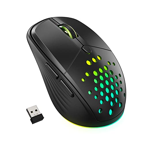 UHURU Wireless Mouse for Laptop, 2.4G Rechargeable LED Mouse, Small Computer Mice with Silent Click,3 Adjustable DPI, 6 Buttons, Compatible with Windows Chromebook (Black) (UGM-03)