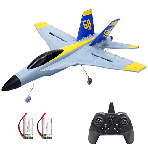 HOLYFUN RC Plane 2.4GHz 4 Channel RC Airplane with Gyro and 2 Batteries (25 Mins), Remote Control Aircraft One Key Aerobatic, F-18 Model Great Gift for Adults, Beginners and Advanced Kids