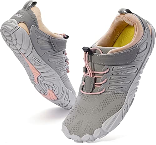 WHITIN Women's Minimalist Barefoot Shoes Zero Drop Trail Running 5 Five Fingers Sneakers Size 7.5 8 Female Wide Toe Box Minimal Footwear Pink 38