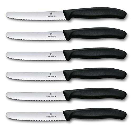 Victorinox 6.7833.6US1 sadf Swiss Classic 6-Piece Steak Knife Set, 4-1/2-Inch Serrated Blades with Round Tip, 4-Inch