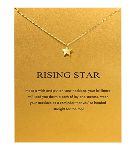 Baydurcan Friendship Rising Star Necklace Gift Necklace with Message Card(Star)