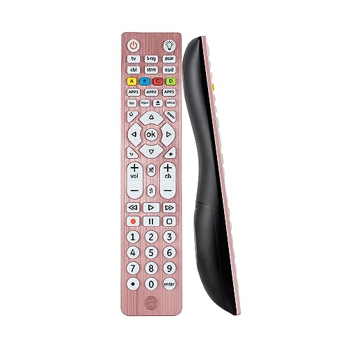 GE Backlit Buttons Universal Remote Control, Samsung TV Remote Control Replacement, Samsung Remote Control for Smart TV, Roku Remote Replacement, Vizio, LG TV, Sony, Apple TV, 6-Device, Rose, 47505