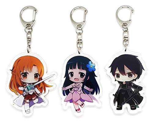 EBTY DREAMS Inc. - Set of 3 Sword Art Online (SAO) Acrylic Keychain Asuna Yuuki, Kirito (Kirigaya Kazuto), Yui