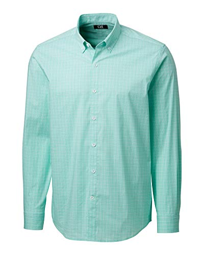 Cutter & Buck Men's Long Sleeve Soar Windowpane Check Button Down Shirt, Fresh Mint, XL