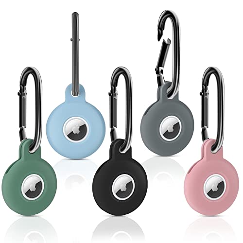 5 Pack Airtag Holder Air Tag Silicone Case with Keychain, Anti-Scratch Airtag Keychain for Apple Air Tag(2021), Airtag Accessories for Key Finder Tracker, Backpacks, Pet, The Valuables.