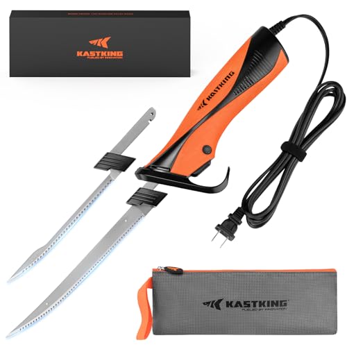 KastKing Speed Demon 110v Electric Fillet Knife, Precision Cut with High Torque Motor, ETL Certified Safety, Balanced Lightweight Handle, 2 Sets of Stainless-steel Blades, Water Resistant Case Included