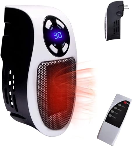 Electric Portable Space Alpha Heater - 500W Small Heater Plug In Wall with Thermostat, Timer, Led Display, Fast Heating, Low Noise Space Heaters for Indoor, Office, Bathroom 2023
