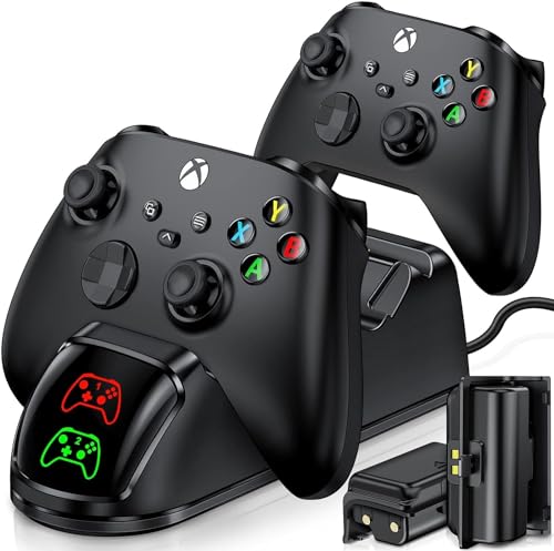 Controller Charger for Xbox Series X/Xbox One Controller, Charging Station with Dual Controller Battery Pack, 4 Battery Cover, 1 Rechargeable Charging Cable, Remote Stand Charger Station for Xbox 1