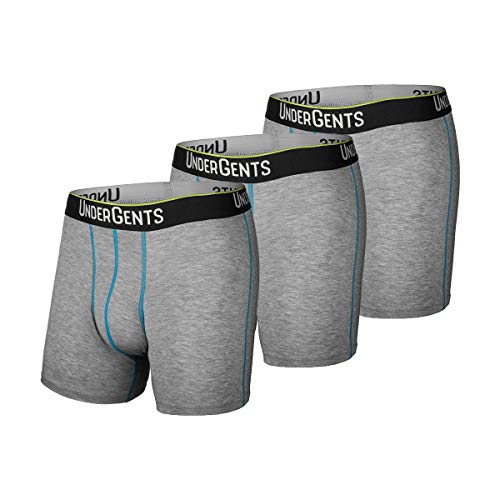 UnderGents 3 Pack Men's Boxer Brief Underwear. More Comfort Without Compression (Heather - Large)