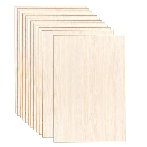 DIYDEC 12 Pack Basswood Sheets 12 x 8 x 1/13 Inch Thin Plywood Wood Sheets Unfinished Wood Squares Boards Balsa Wood Sheets for Crafts Architectural Models Laser Cutting Wood Burning and Drawing