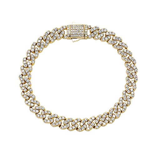 TOPGRILLZ 8mm Gold Cuban Link Anklets for Women 6 Times 14K Gold Plated Fashion Foot Jewelry Gift 9' 10' 11' (Gold, 9)