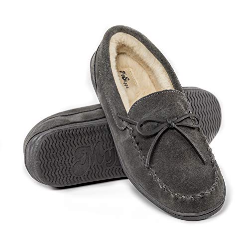 MySlipper Men's Size 11 Charcoal Moccasin Slippers By:MyPillow