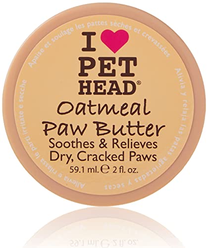 PET HEAD Oatmeal Paw Butter 2 fl. oz. Moisturizing Paw Balm, Soothes and Relieves Dry Cracked Paws and Noses, Lickable, Hypoallergenic with Natural Ingredients. Gentle Formula for Puppies. Made in USA