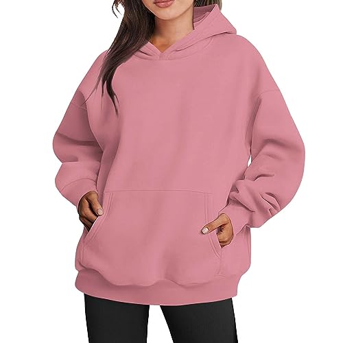  Today 2023 Fall Fashion Hoodies For Women Solid Color Crewneck Pullover Long Sleeve Causal 2023 Trendy Pockets Plus Size Tops Clearance My Orders Lightning Deals of Today