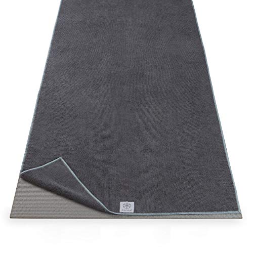 Gaiam Yoga Mat Towel Microfiber Mat-Sized Yoga Towel for Hot Yoga (68' L x 24' W), Folkstone Grey