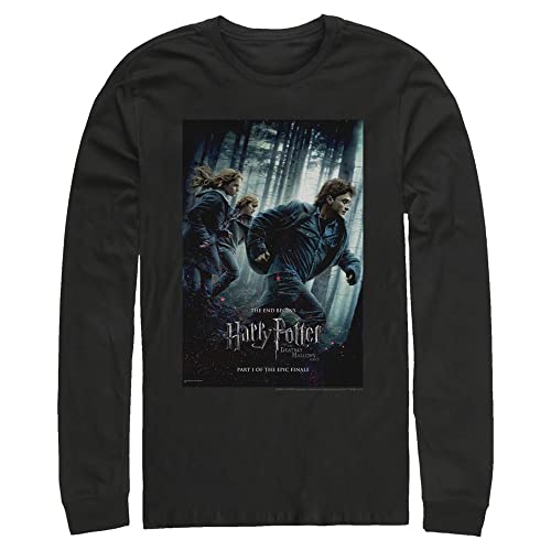 Harry Potter Big & Tall Deathly Hallows Part One Poster Men's Tops Long Sleeve Tee Shirt, Black, XX-Large