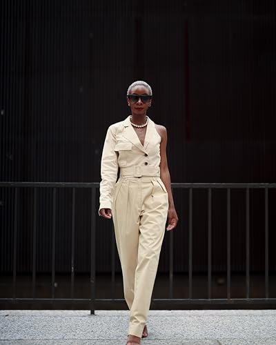 The Drop Women's Oat Milk Stretch Cotton Pleated Pant by @signedblake, L Oatmeal