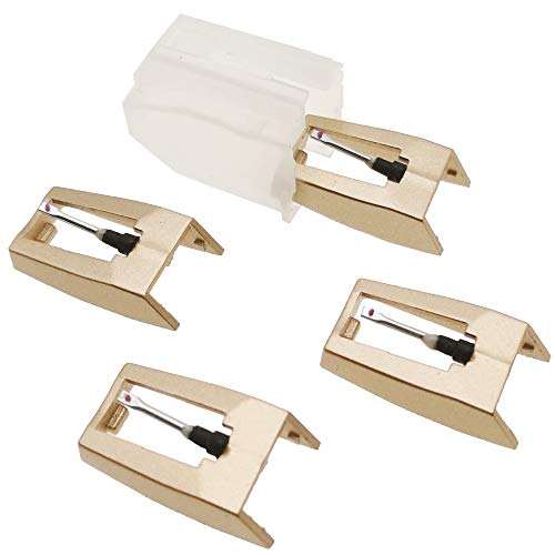 Vinyl Record Player Needles - Zentect Upgraded Golden Record Needle Diamond Turntable Stylus Replacement for Crosley Jensen Ion Victrola Phonograph (Pack of 4)