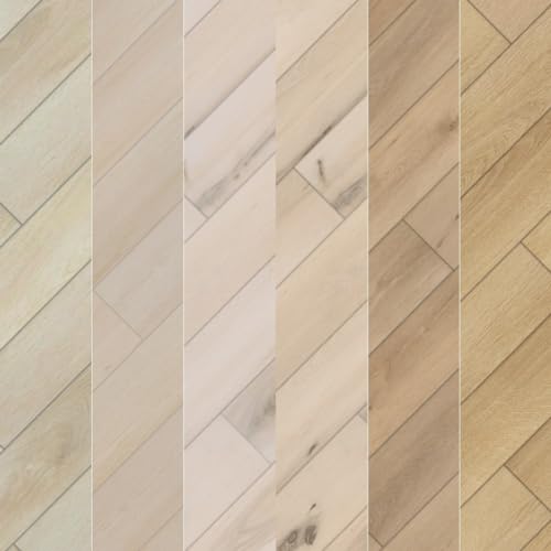 Flooret Luxury Vinyl Plank Flooring Light Sample Kit | 6 Pieces of 12' Cut Samples from Real Planks | DIY Click Installation, 40 Mil Wear Layer, Waterproof and Scratch Resistant LVP