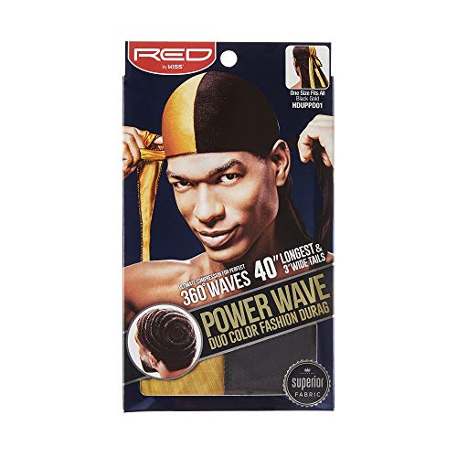 RED by KISS Power Wave Duo Color Fashion Satin Durag (Black&Gold)
