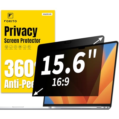F FORITO 15.6 Inch Laptop Privacy Screen Protector, 360° Anti Peeping and Anti Glare Laptop Privacy Shield Compatible with 15.6' HP/Lenovo/Dell/Acer/ASUS/Thinkpad with 16:9 Aspect Ratio