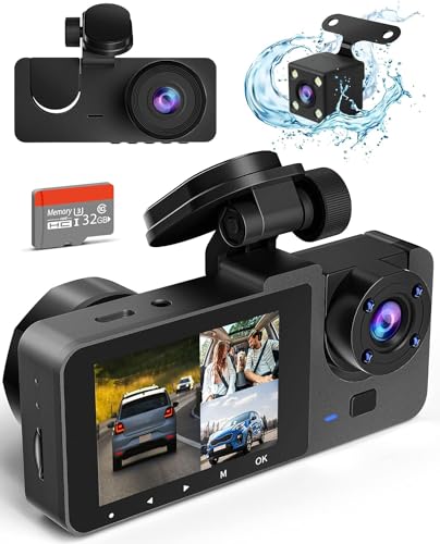Dash Camera for Cars,4K Full UHD Car Camera Front Rear with Free 32GB SD Card,Built in IR Night Vision,WDR,G-Sensor,24H Parking Monitor,Motion Detection