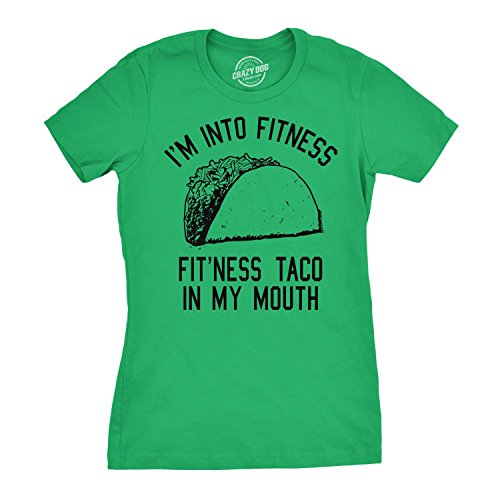 Womens Fitness Taco Funny Gym T Shirt Cool Humor Graphic Muscle Tee for Ladies Funny Womens Tee for Mexican Fiesta for Exercise Green XL