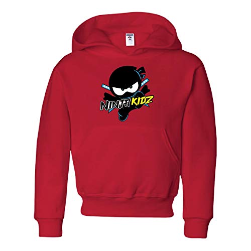 Ninja Kidz Official Original Logo Pullover Hoodie- Dress Your Ninja Kid in Cool Gear! (Red, Youth Small)
