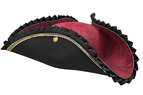 Nicky Bigs Novelties Adult Deluxe Black Tricorn Tricorner Pirate Hat Buccaneers Cap Costume Accessory