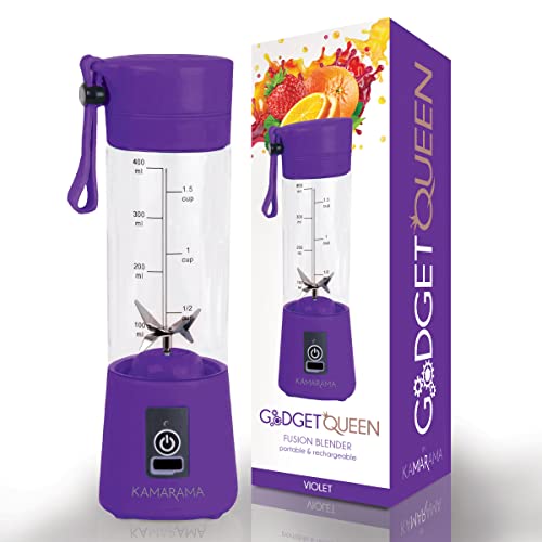 Portable Blender for Shakes and Smoothies – Rechargeable 15.5-Oz Fusion Blender & Portable Juicer Comes w/Carry Strap, USB Cable, 2 Reusable Straws, 1 Straw Cleaner & 1 Bottle Cleaner, Violet Purple