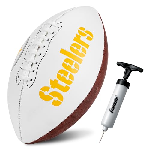 Franklin Sports NFL Pittsburgh Steelers Autograph Football - Official Size White Panel Souvenir Football for Autographs + Signatures - NFL Team Fan Shop Memorabilia Football for Display