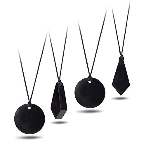 Heka Naturals Shungite Crystal Necklace Pendants Set | Healing Crystals & Chakra Necklace - Gemstone Jewelry for Men & Women - Spiritual and Joyous Gifts (Set of 4)