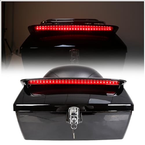 EGO Bike Black Motorcycle Trunk Tour Pack Luggage Compatible with Harley Honda Yamaha Suzuki Cruiser Motorcycle Luggage Tour Trunk Tail Box with Top Rack Backrest