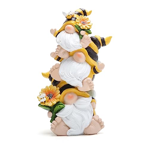 Hodao Summer Bee Gnome Decorations Indoor Home Table Decor Cute Stacked Bee Gnome Figurines Gifts -Swedish Dwarf Elf Figurines Summer Garden Honey Bees Gnomes Decorations (Bee1)