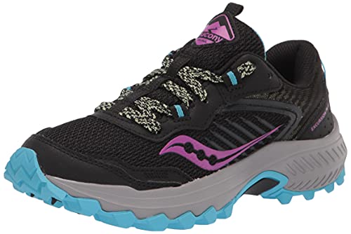 Saucony Women's Excursion TR15 Trail Running Shoe, Black/raz/Lime, 9