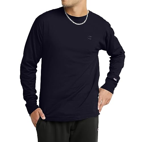 Champion, Classic and Comfortable Tee, Long-Sleeve T-Shirt for Men (Reg. or Big & Tall), Navy, Large