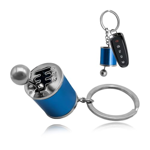 Ohleats Car Shifter Gear Keychain, 6 Speed Shifter Shape Key Ring, Creative Gear Shift Stick Key Chain Fob, Car Accessories (Blue)