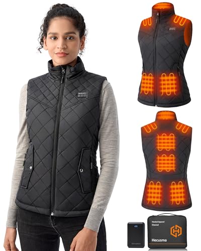 Hecusma Quilted Heated Vest Women with Battery Pack 16000mAh 7.4V, Warming Heated Vest for Women, Smart Women's Heated Vest
