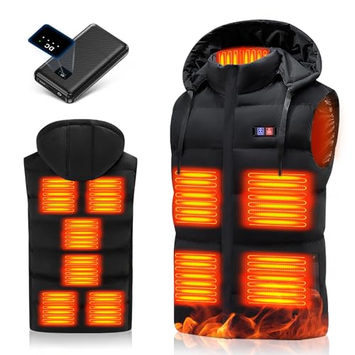 THOUSTA Heated Vest with 7.4V 30000mah Battery Pack 11 Heated Zones 3s Quick Heating Electric Warm Vest for Men Women