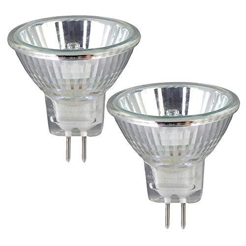 2 Pack Clear MR11 12Volt 20Watt G4 Bi-Pin Base, Precision Halogen Reflector Fiber Optic Light Bulb 20W 12V Halogen Bulb UV Glass Cover, Halogen Flood Light Bulb Warm White 3000K Dimmable by BlueX