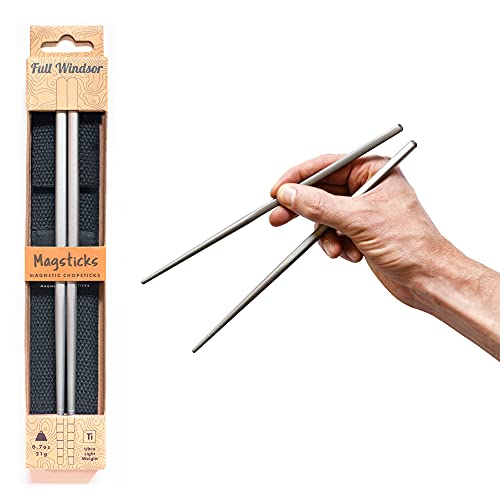 MAGSTICKS Titanium Magnetic Chopsticks - Reusable Travel Chop Sticks - Korean, Japanese, Chinese & Oriental Eating & Cooking Chopsticks - Light-weight for Kids and Adults - Comes with Chopstick Case