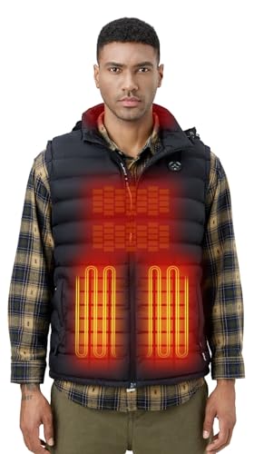 iHood Men's Heated Vest with Battery Pack, Heated Vest Men with Retractable Heated Hood Washable Heated Jackets for Men