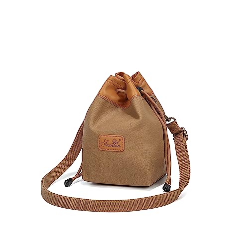 peacechaos Canvas Camera Bag Lens Case Waterproof for SLR DSLR Compatible with Nikon/Canon/Sony/OLYMPUS/Fujifilm/Sony/Panasonic/Pentax/Samsung (Khaki, L)