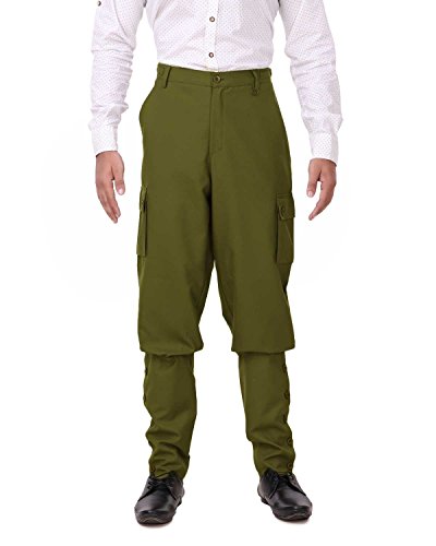 ThePirateDressing Steampunk Victorian Cosplay Costume Mens Airship Pants Trousers C1487 (Pesto (Poly Viscose Fabric)) (Large)