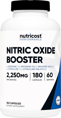 Nutricost Nitric Oxide Booster 750mg, 180 Capsules - 2250mg Per Serving - Gluten Free and Non-GMO