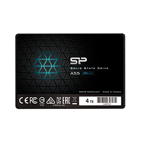 Silicon Power 4TB SSD 3D NAND A55 SLC Cache Performance Boost SATA III 2.5' 7mm (0.28') Internal Solid State Drive (SP004TBSS3A55S25)