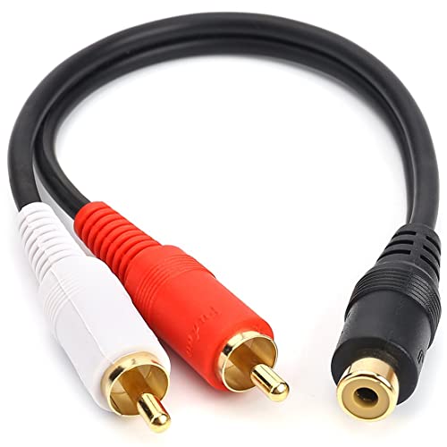 RCA Female to 2 RCA Male Y-Cable Stereo Audio Cable with OFC Conductor Dual Shielding Gold Plated Metal Shell Flexible PVC Jacket (0.2M/0.5FT), Speaker
