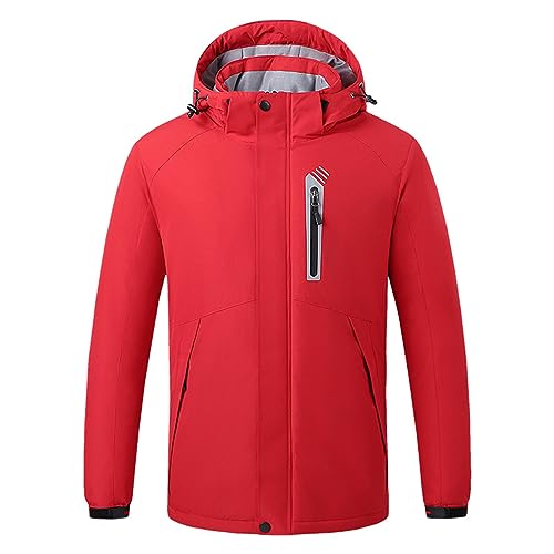 Zeiyignr Men's Winter Coats Rechargeable Heated Jacket Waterproof Ski Snow Jackets Warm Parka Raincoats With Multi-Pockets