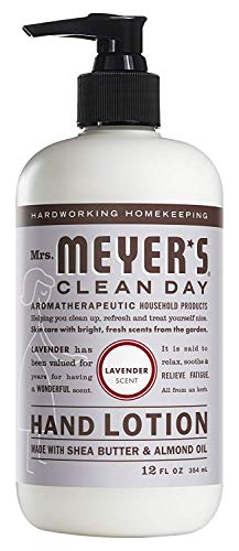 MRS. MEYER'S CLEAN DAY Hand Lotion for Dry Hands, Non-Greasy Moisturizer Made with Essential Oils, Lavender, 12 oz